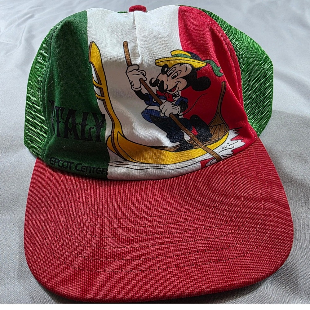 Vtg 80s Disney Epcot Center Italy Gondolier Mickey Snapback Hat OSFM Made in USA
